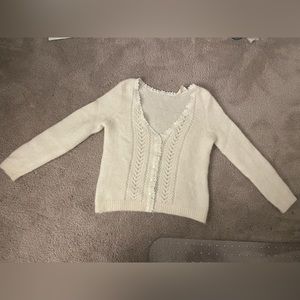Sezane White Cardigan XS